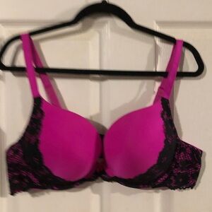 Torrid Hot Pink Smooth & Lace Push-up Plunge Bra, 42C